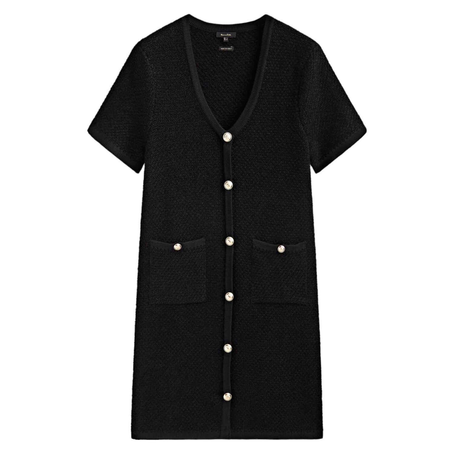 

Платье Massimo Dutti Short Knit Mini Boucle With Buttons, черный