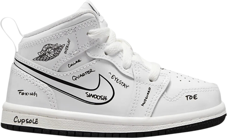 

Кроссовки Air Jordan 1 Mid TD Schematic, белый