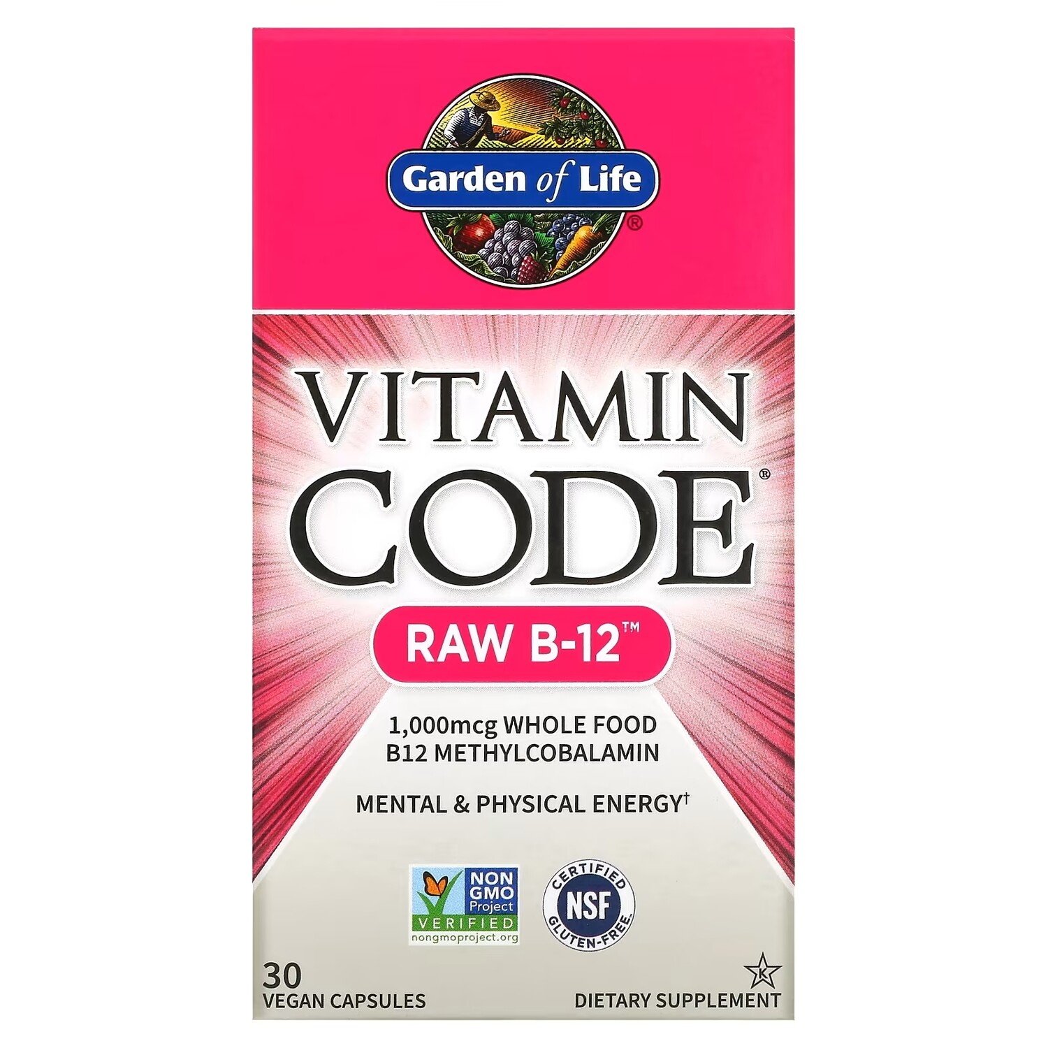 

Витамин B12 Garden of Life Code RAW, 30 капсул