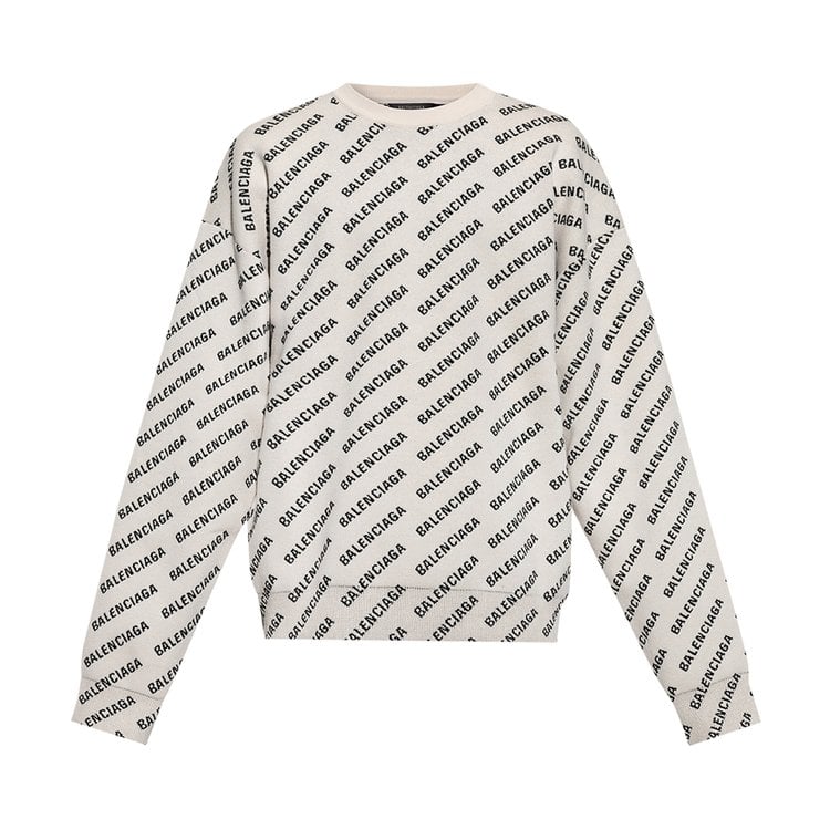 Свитер Balenciaga All Over Sweater 'Chalky White/Black', белый - фото