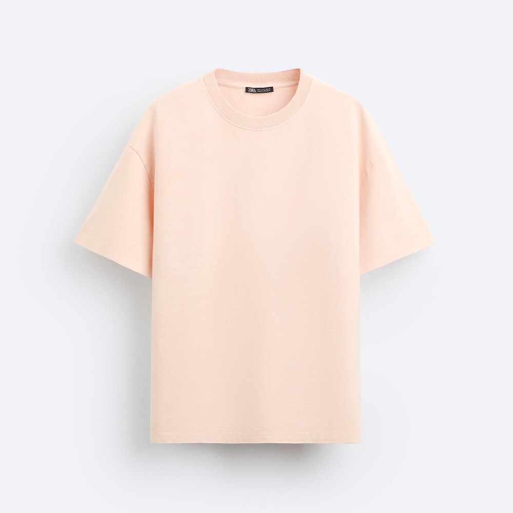 

Футболка Zara Faded Heavy Weight, персиковый