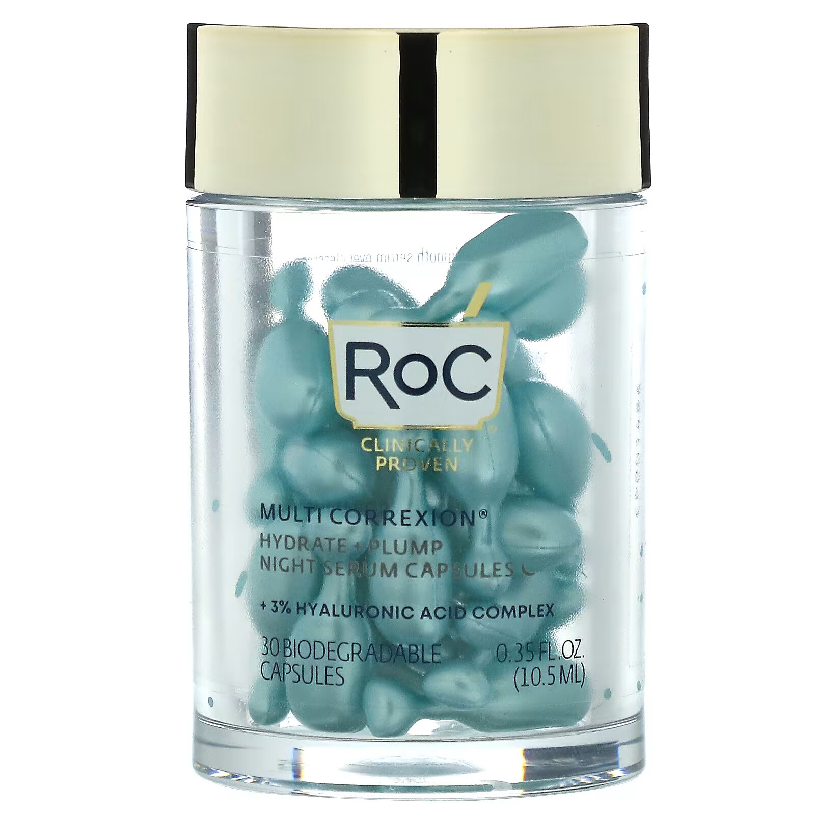 RoC, Multi Correxion, ночная сыворотка в капсулах, увлажнение и упругость, без аромата, 30 биоразлагаемых капсул roc разглаживающая ночная сыворотка с ретинолом 30 биоразлагаемых капсул