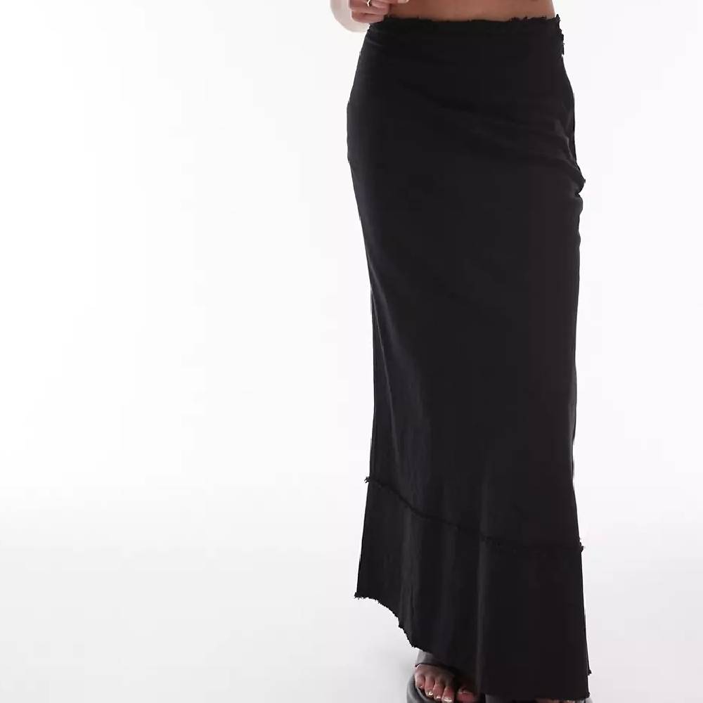 Юбка Topshop Linen Raw Edge Trim, черный льняная юбка js 012 размер 42 серый