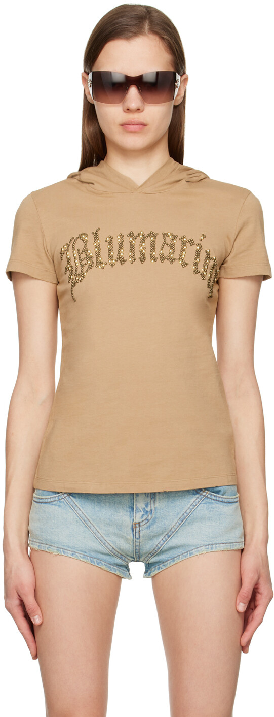 

Коричневая футболка с капюшоном Blumarine, Коричневый