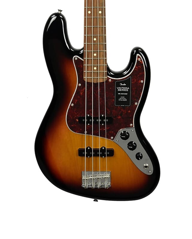 Бас-гитара Fender Vintera 60s Jazz Bass в трехцветном цвете Sunburst с сумкой для переноски