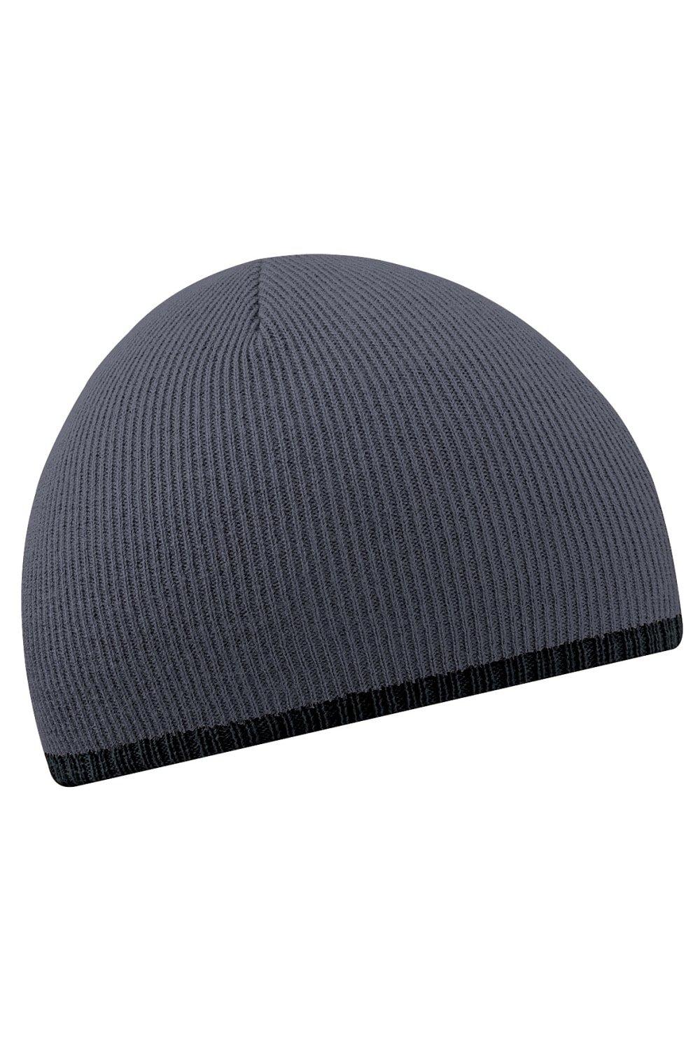 Двухцветная вязаная зимняя шапка-бини Beechfield, серый