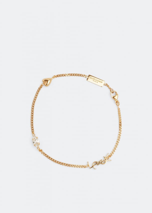 Браслет SAINT LAURENT Opyum heart charm bracelet , золотой браслет комбо с карабином kalinka