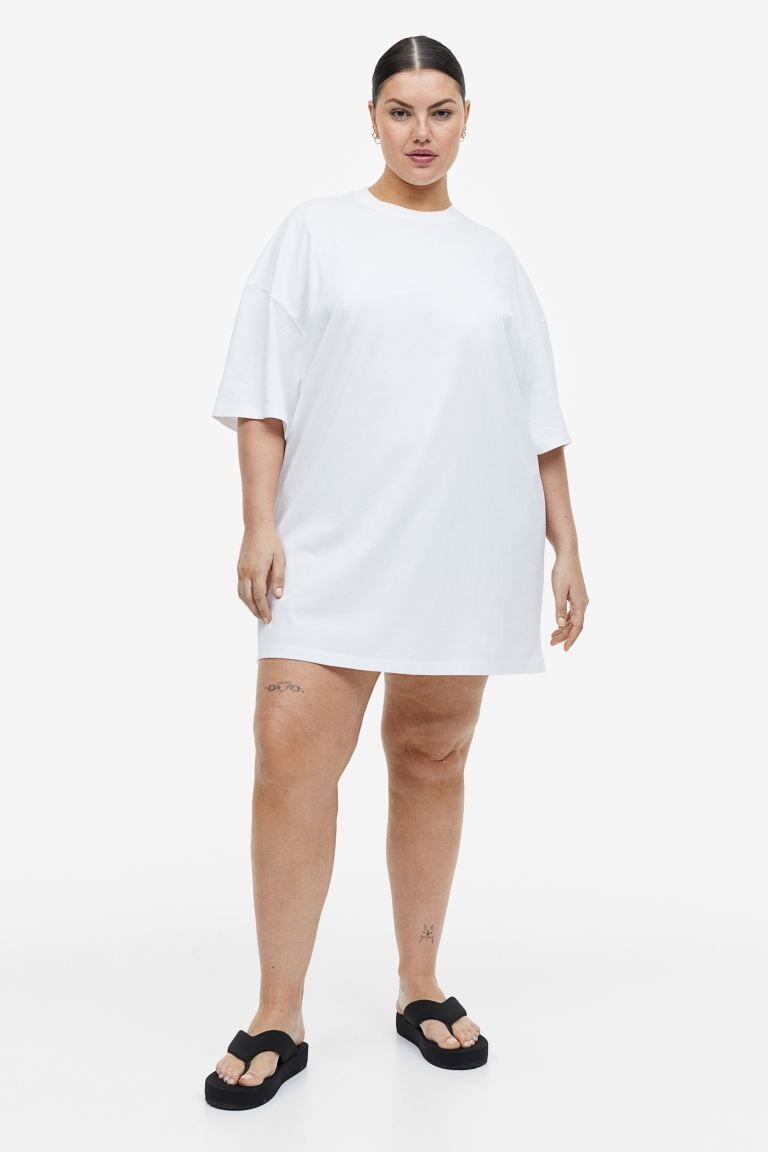 

Платье-футболка оверсайз H&M+, белый