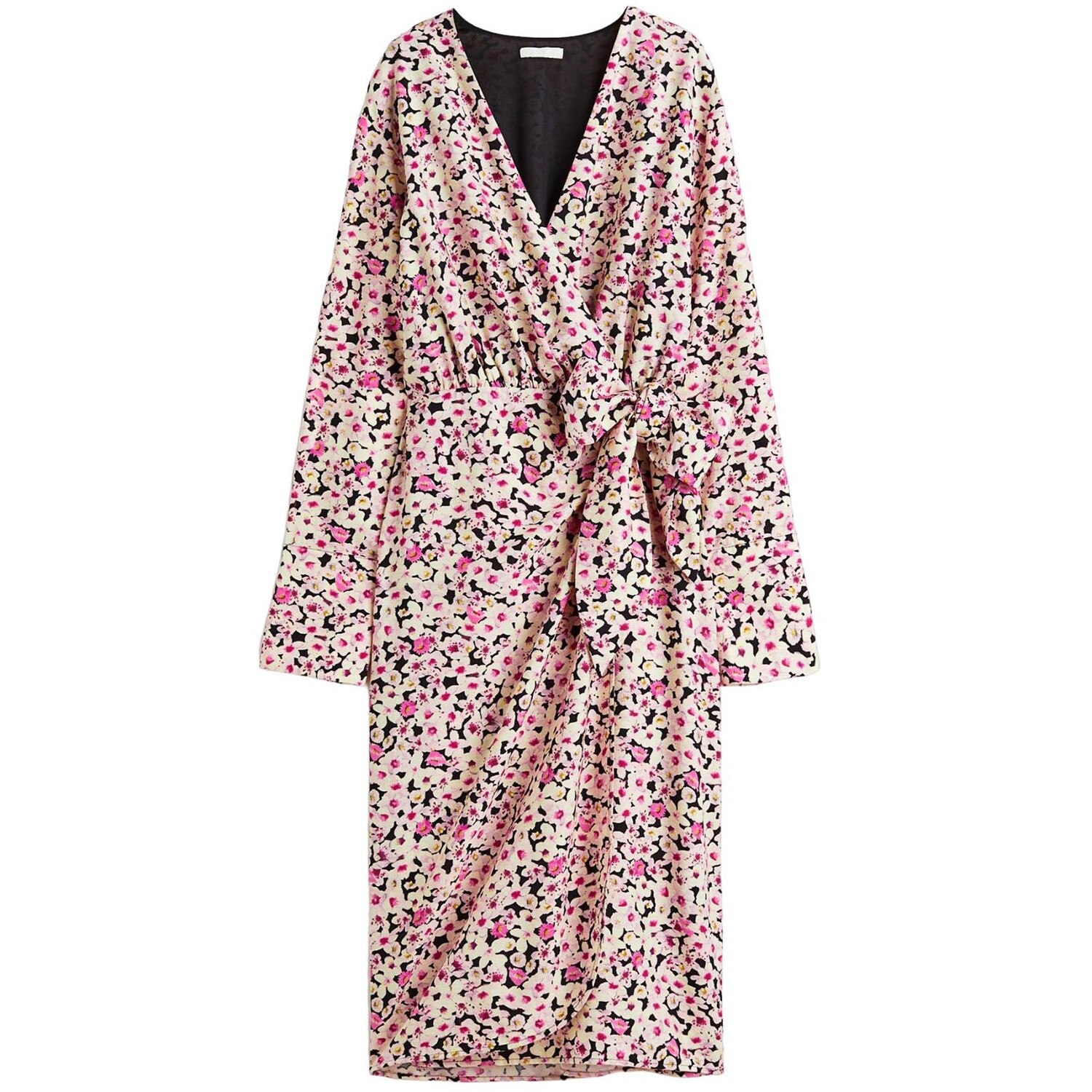 

Платье H&M Small Flowers Tie-detail Wrap, розовый/мультиколор