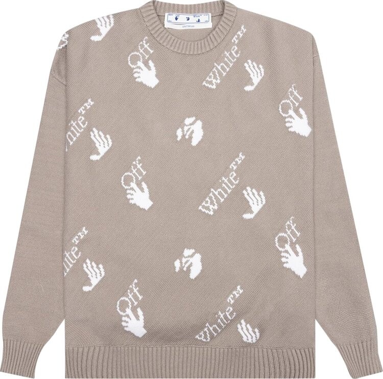 

Толстовка Off-White OW Logo Allover Knit Crew 'Abbey Stone', кремовый