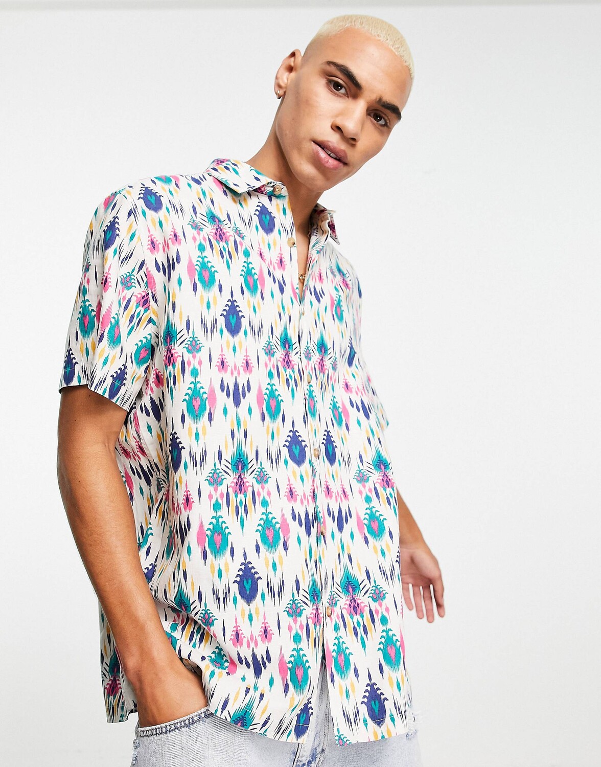 

Свободная рубашка с разноцветным ацтекским принтом ASOS DESIGN