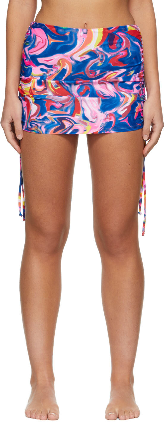 

Эксклюзивная сине-розовая мини-юбка Stella Cover-Up от SSENSE RJ Swim, Розовый