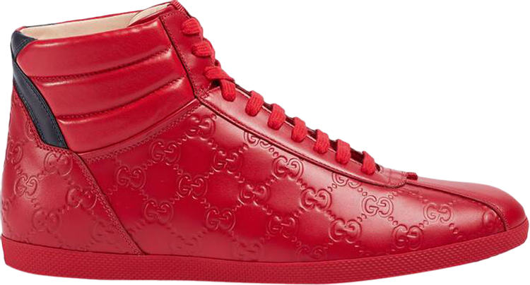 Кроссовки Gucci Signature High Top Red, красный - фото