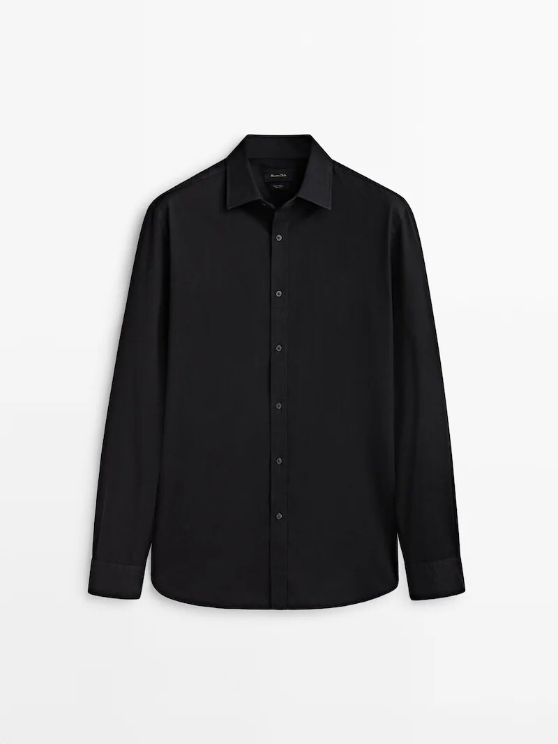 

Рубашка из мягкого денима облегающего кроя Massimo Dutti, черный