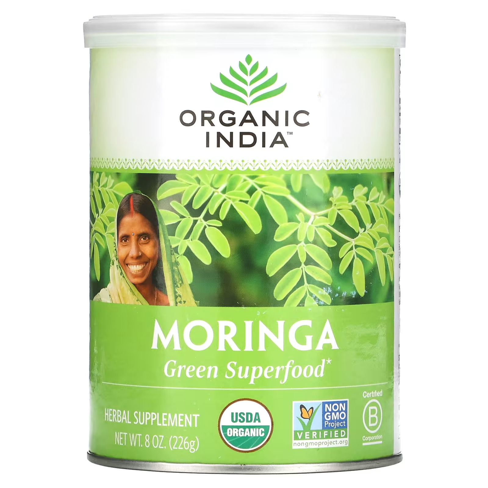 Зеленые Суперфуды Моринга Organic India, 226 г