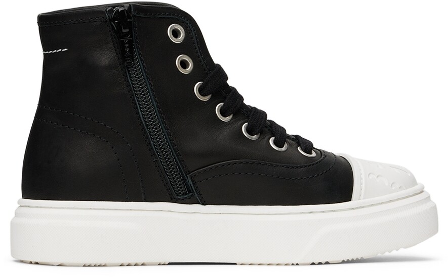

Детские черные кроссовки на шнуровке MM6 Maison Margiela