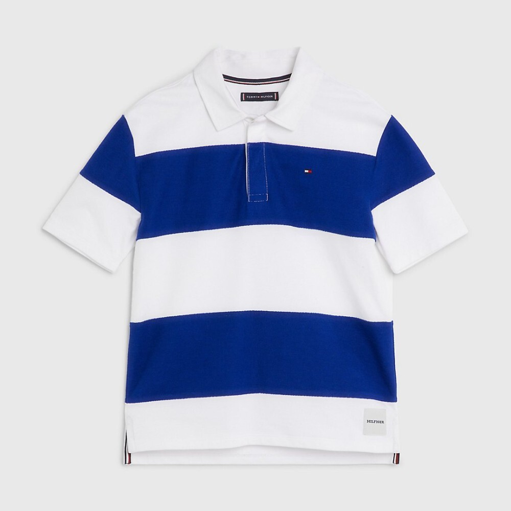 

Футболка поло Tommy Hilfiger Kids' Block Stripe, белый/синий