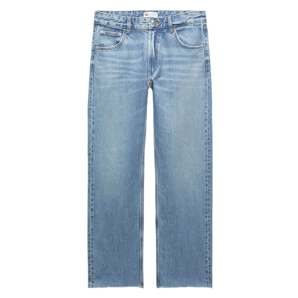 

Джинсы женские cредней посадки Zara Straight-leg TRF, голубой