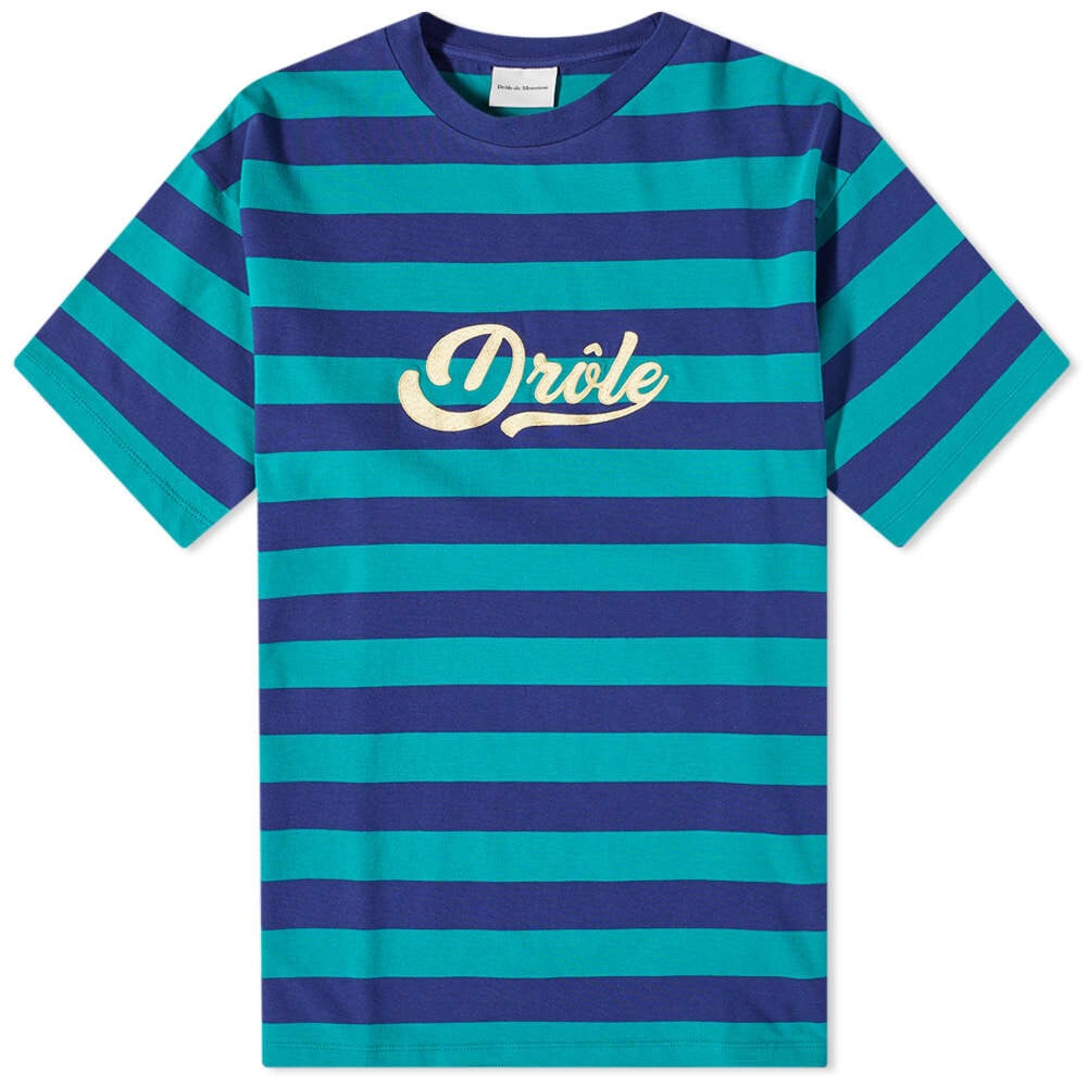 

Футболка Drôle de Monsieur Logo Stripe Tee, Синий