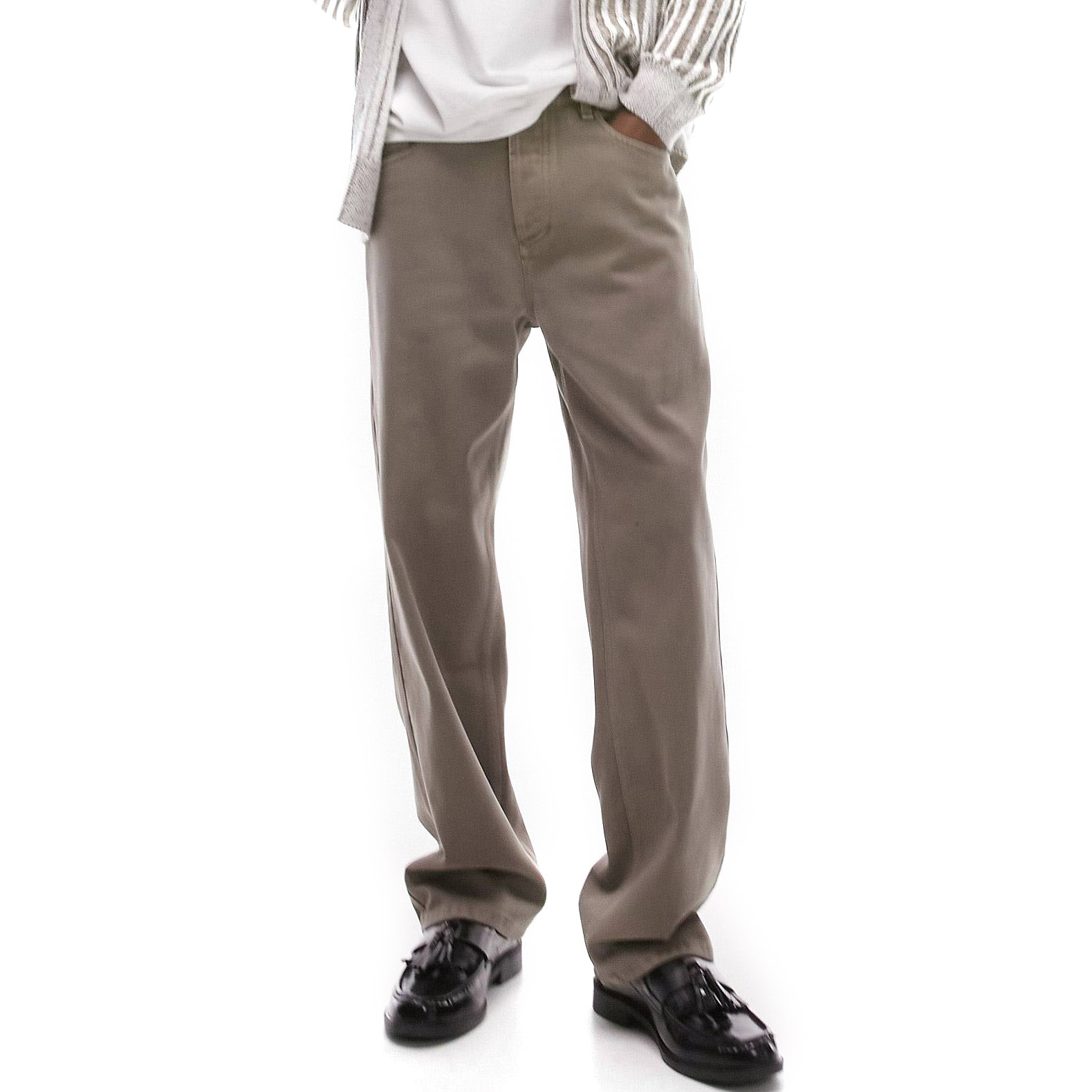 Брюки Topman Loose With Tint, серо-бежевый свободные брюки topman экрю