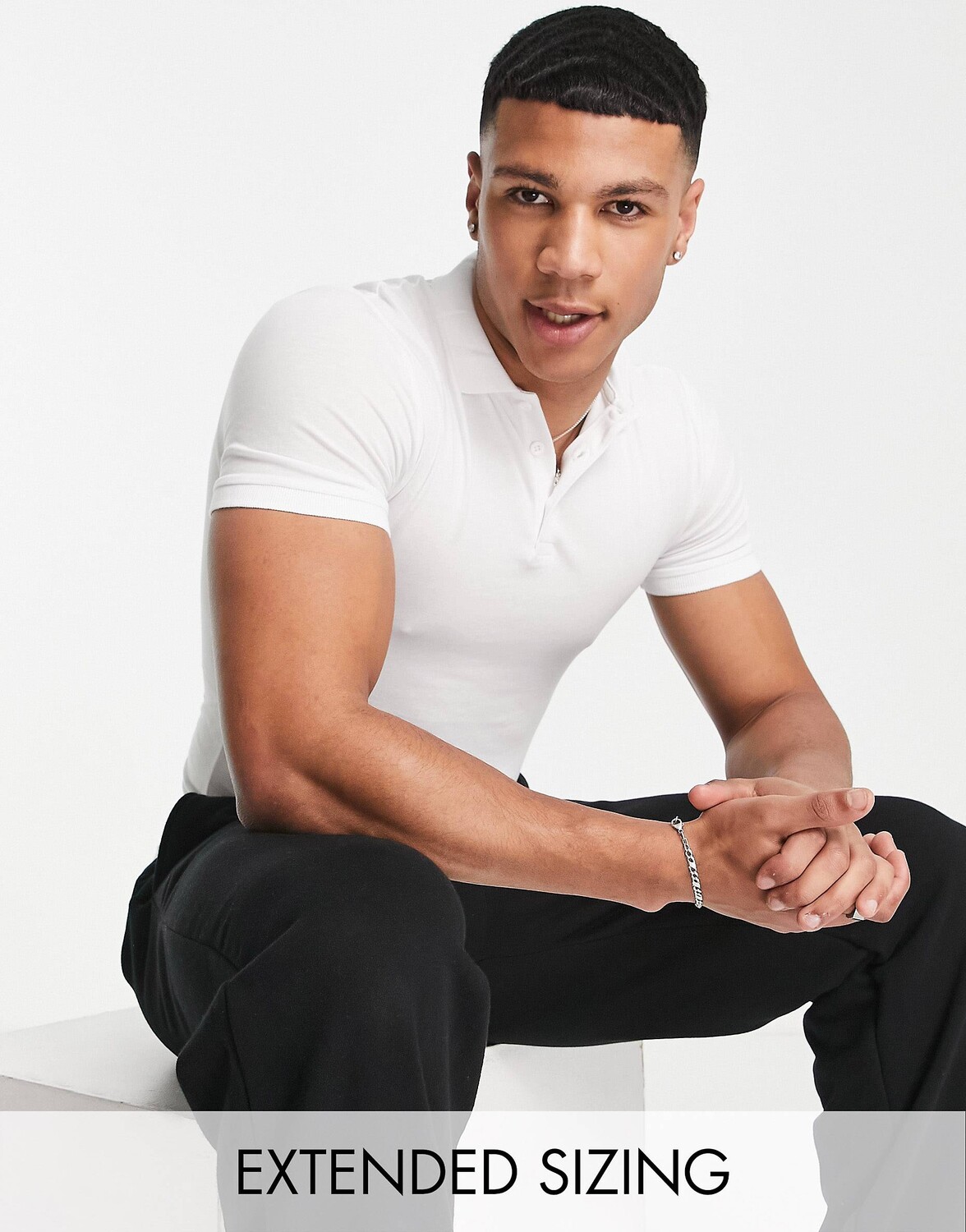 

Белая рубашка-поло из смесового хлопка ASOS DESIGN - WHITE, Белый
