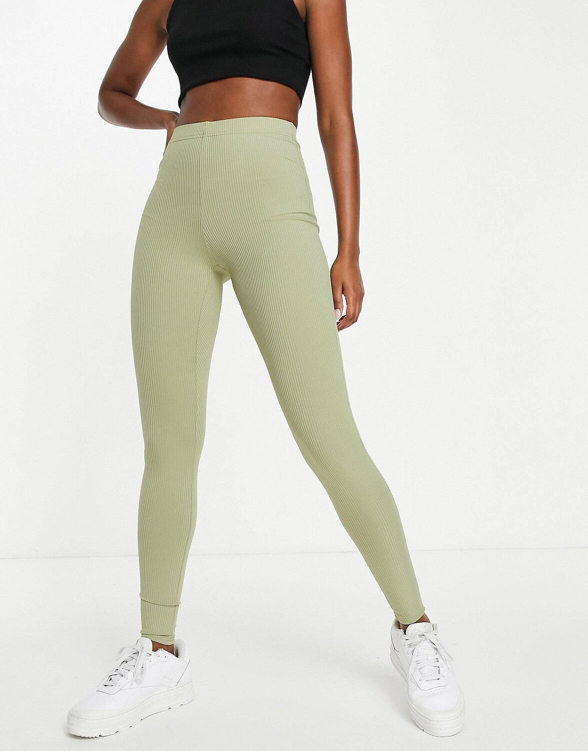 

Леггинсы скинни в рубчик цвета хаки Topshop