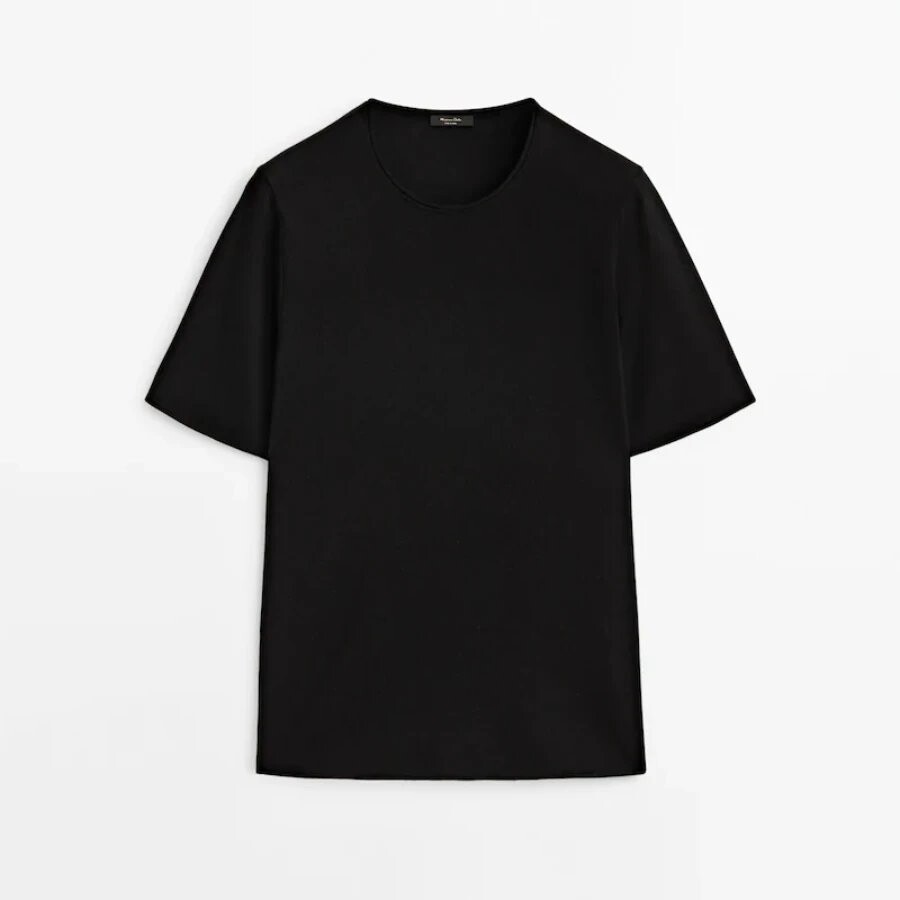 

Футболка Massimo Dutti Short Sleeve Knit, черный