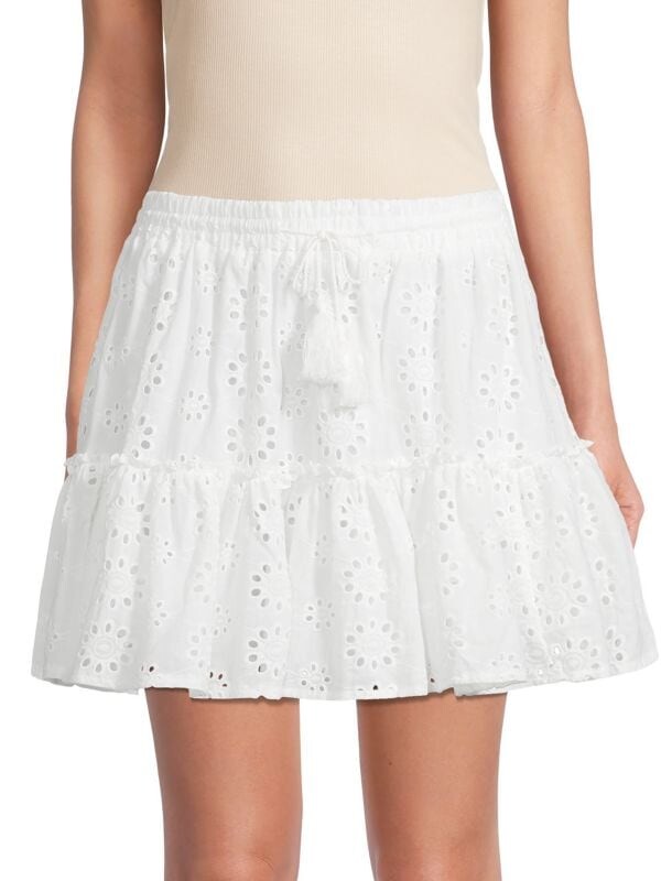 

Мини - Юбка Ярусная Saks Fifth Avenue с люверсами, белый