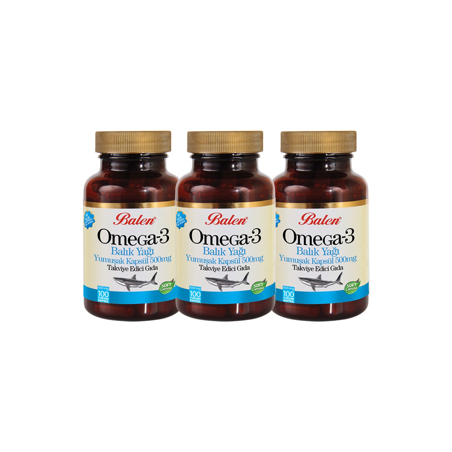 Рыбий жир Balen Omega 3, 100 капсул, 500 мг, 3 штуки omega 3 fish oil extract 100 soft capsules 1380 mg