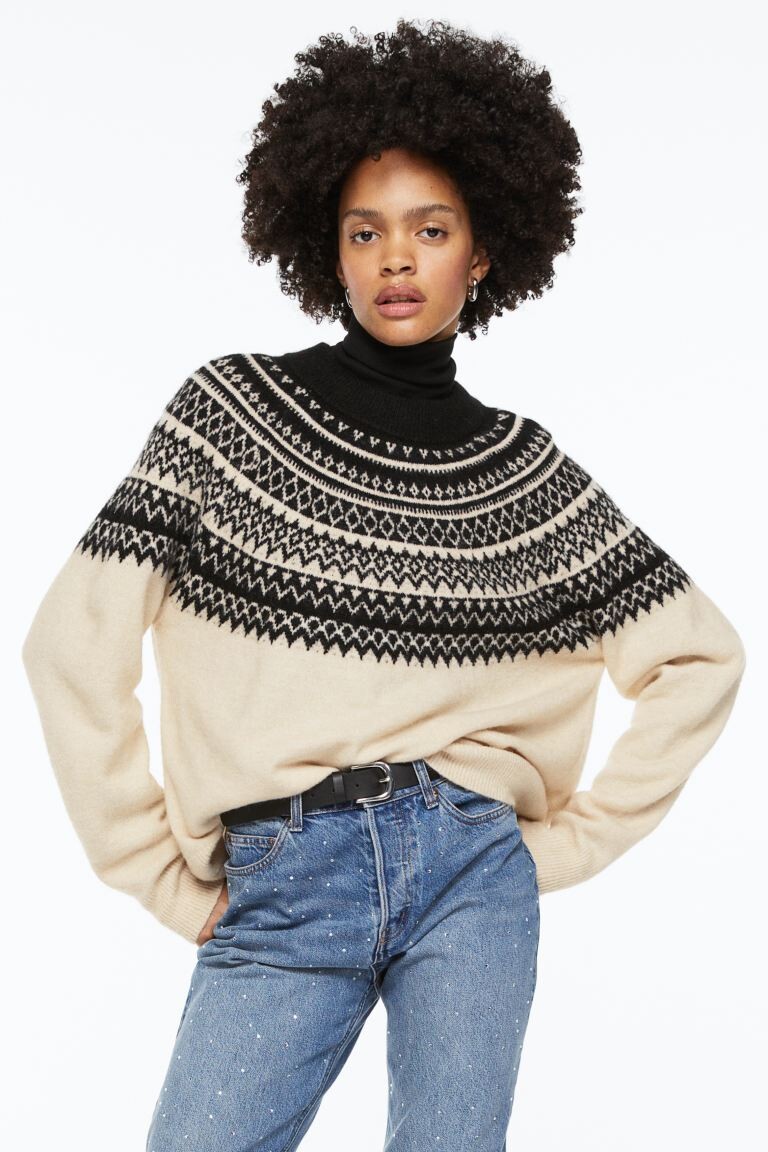 

Жаккардовый свитер H&M, крем/узор