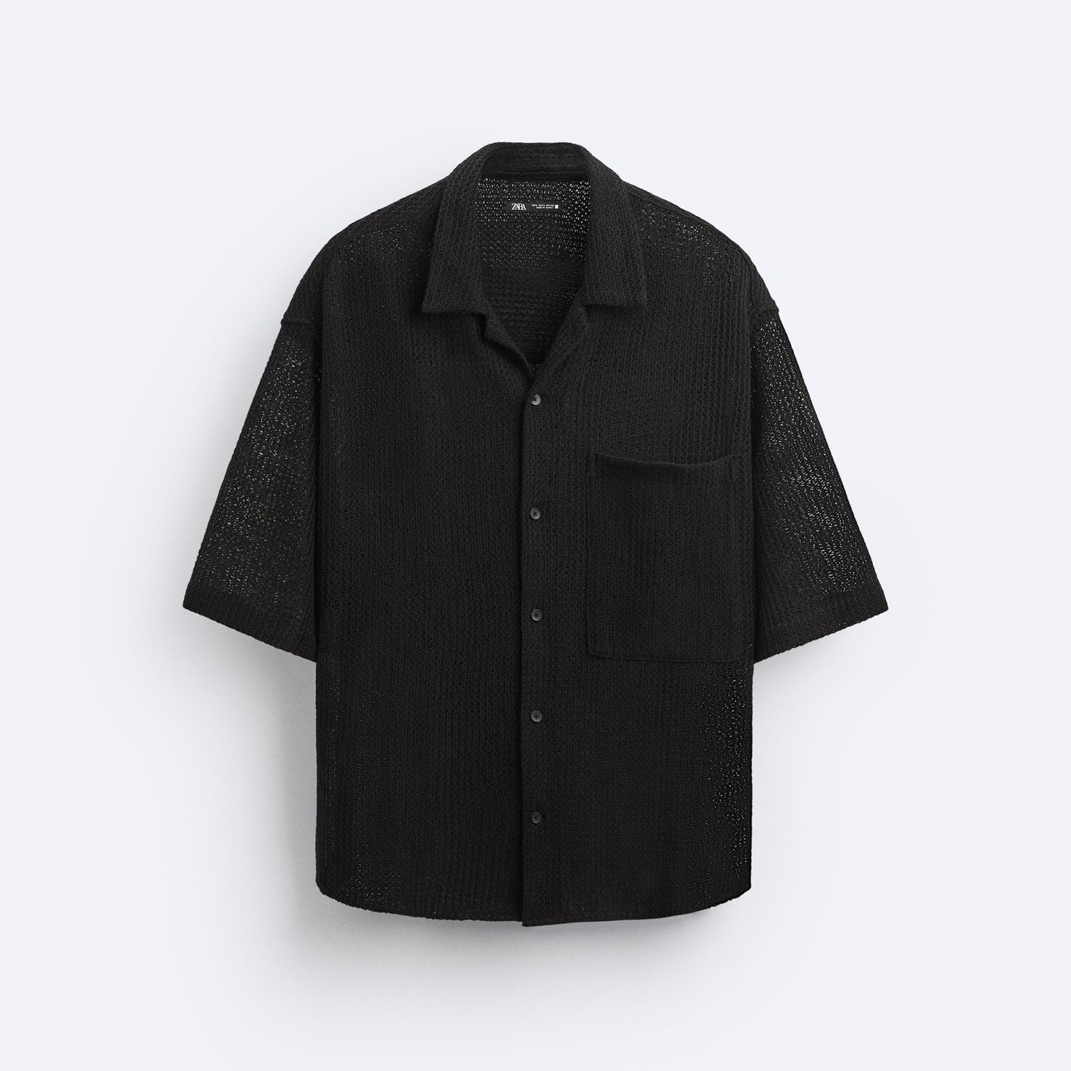 

Рубашка ZARA Из Рельефной Ткани С Кружевом Кроше, черный