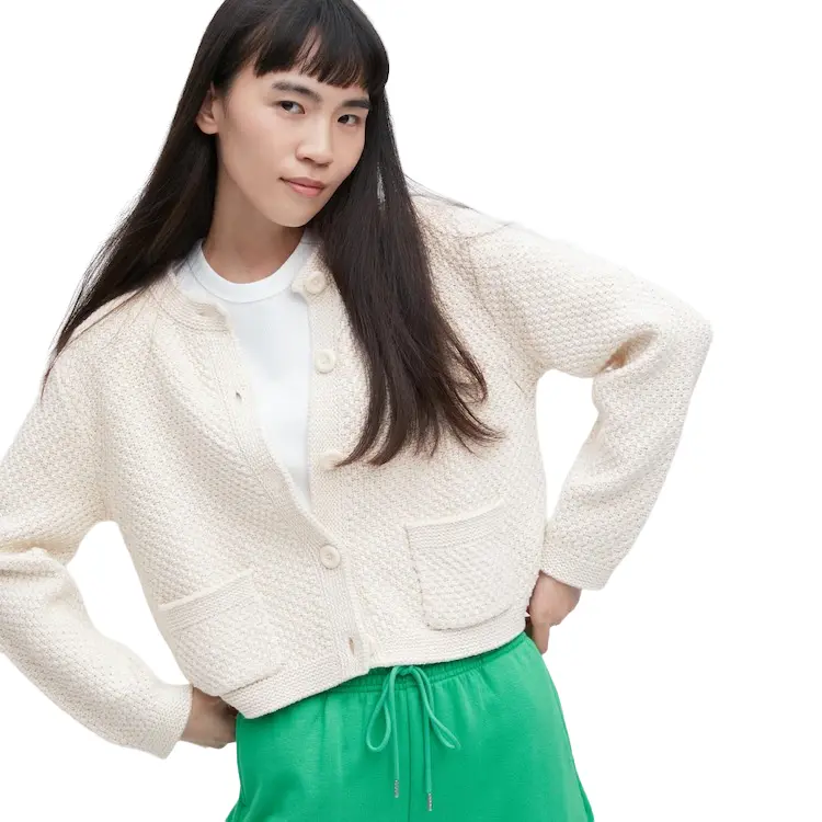 

Кардиган Uniqlo Tweed, кремово-белый