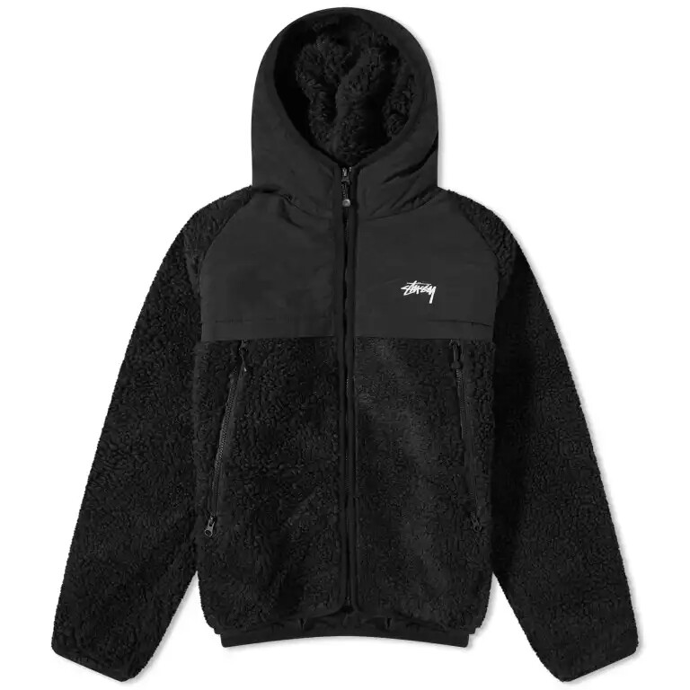 

Куртка Stussy Sherpa Paneled Hooded, черный