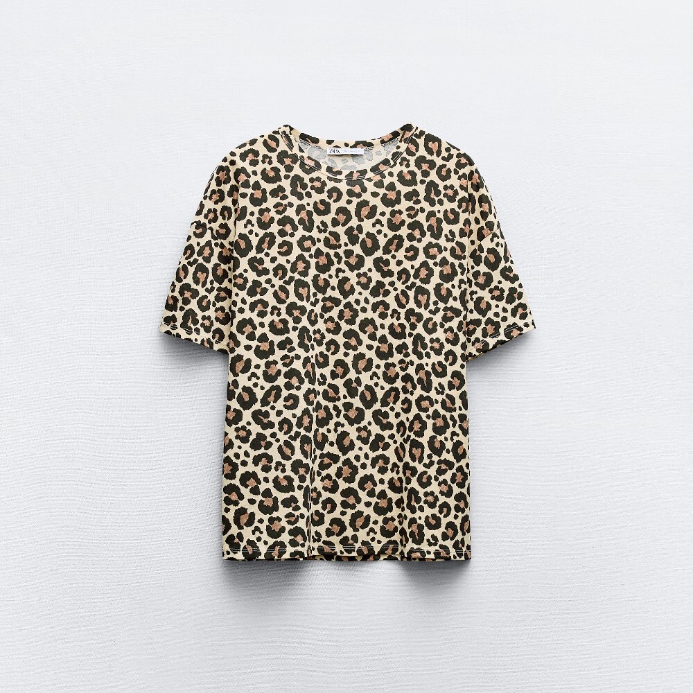

Футболка Zara Printed, леопардовый принт