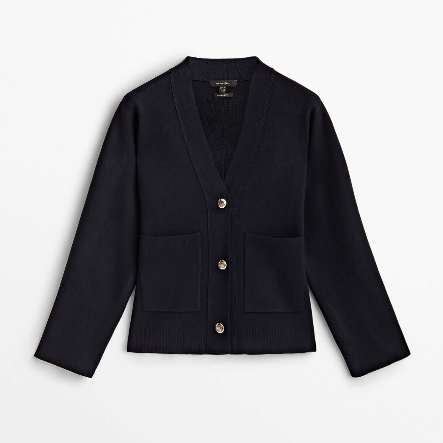 

Кардиган Massimo Dutti Fitted Knit, темно-синий