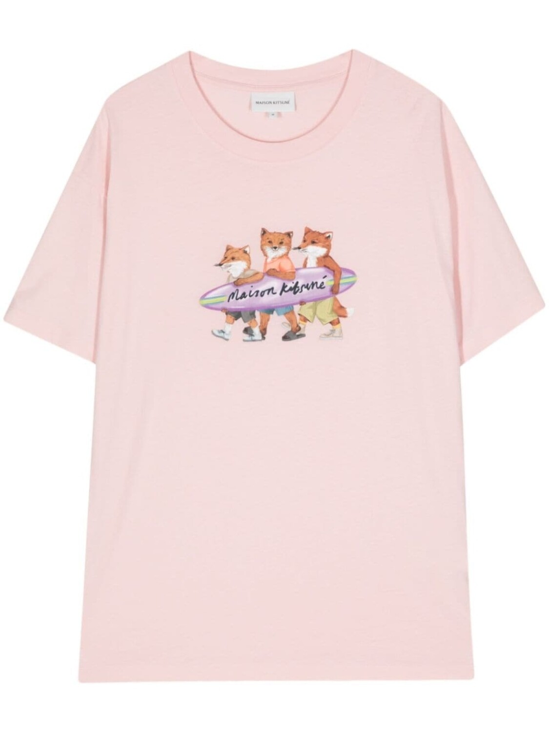 

Maison Kitsuné футболка с принтом Surfing Foxes, розовый