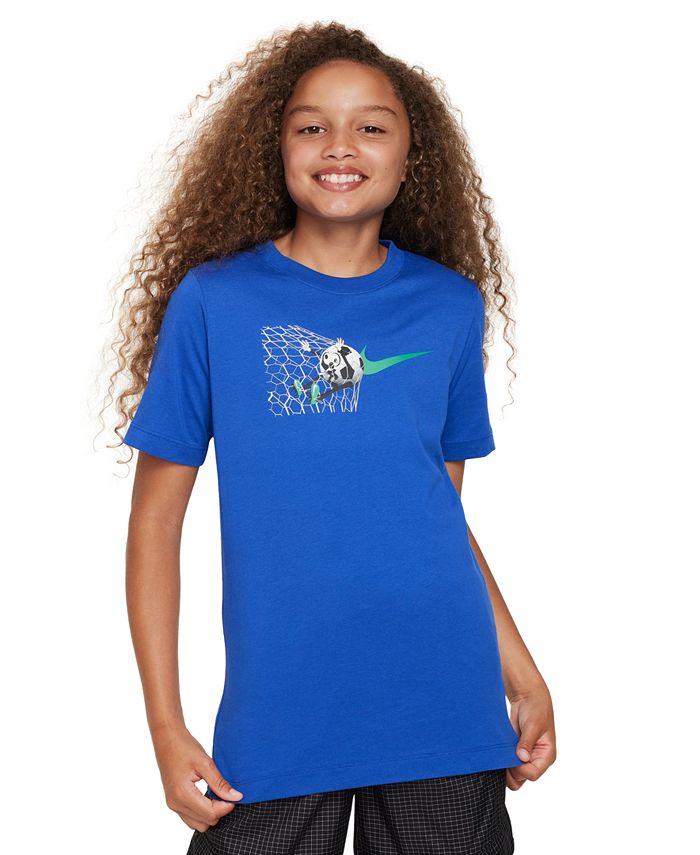 Спортивная одежда для больших детей Хлопковая футболка с рисунком Nike, синий