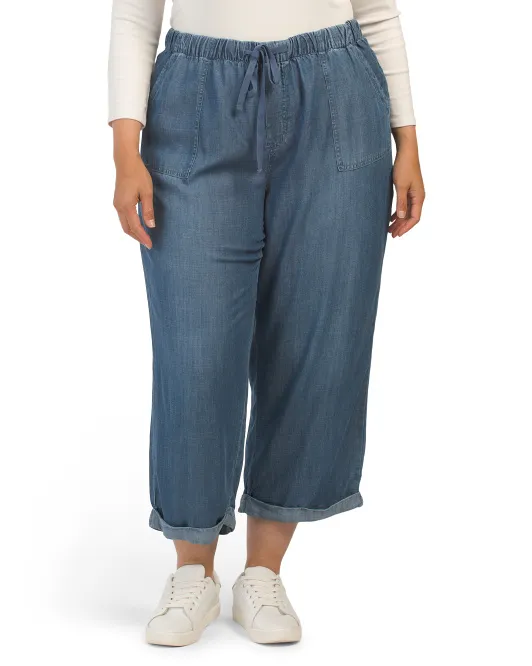 

Укороченные джинсы из тенселя плюс с завязками на талии Workshop, цвет Denim