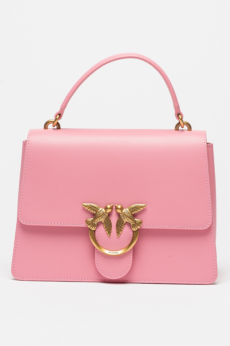 Кожаная сумка Love One с логотипом Pinko, розовый