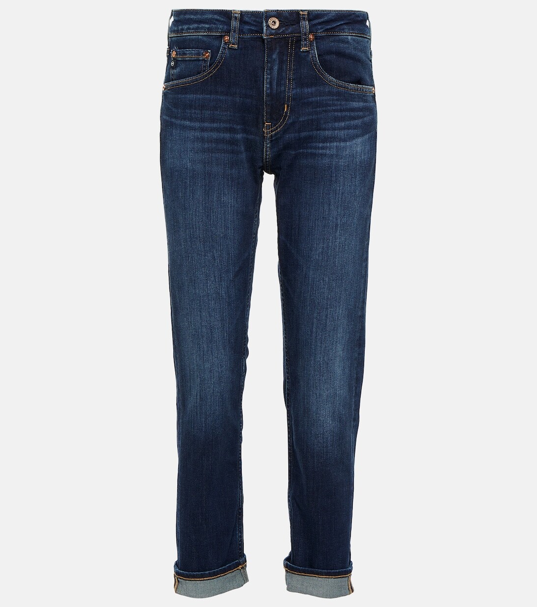 

Узкие джинсы Girlfriend средней посадки AG JEANS, синий