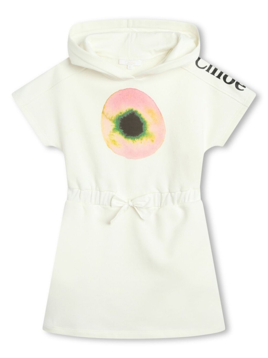 

Chloé Kids платье с капюшоном и логотипом, белый