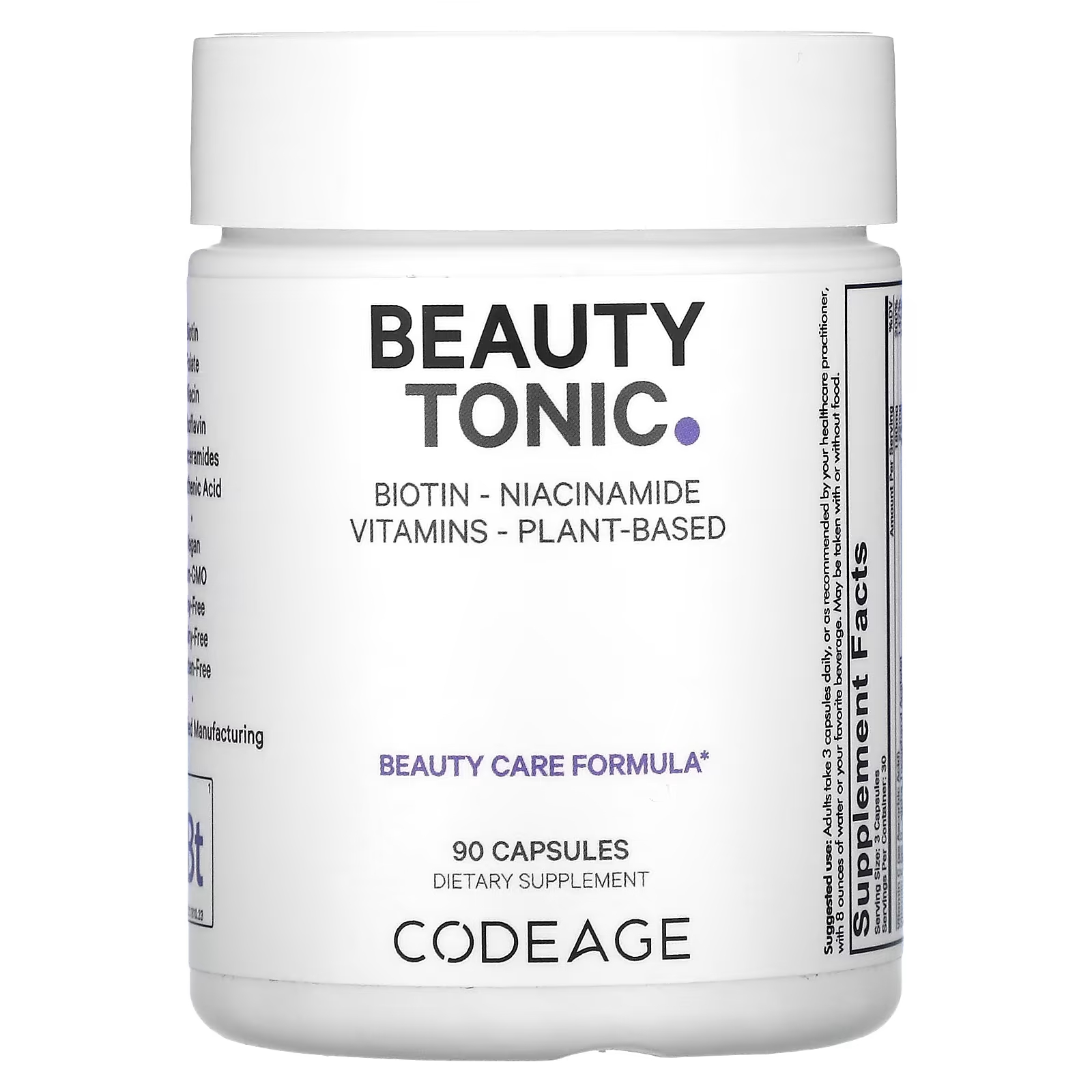 Пищевая добавка Codeage Beauty Tonic, 90 капсул пищевая добавка codeage гидролизованные мультиколлагеновые пептиды без вкуса 300г