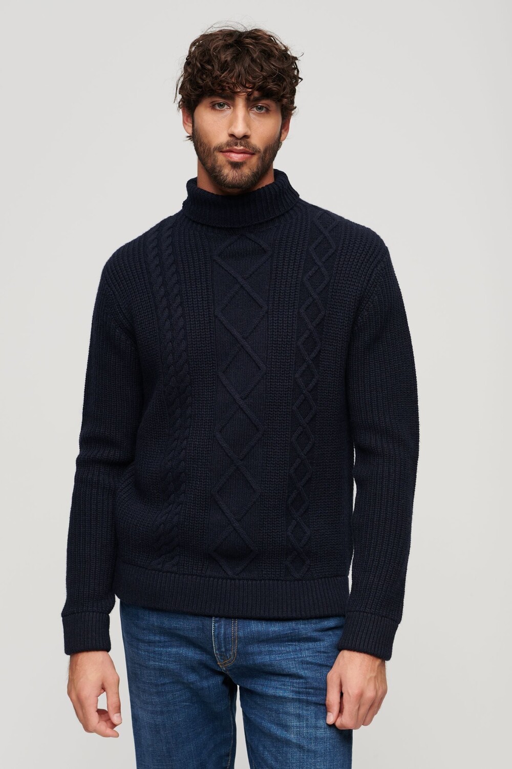 

Свитер с высоким воротником и косой вязки The Merchant Store Superdry, синий