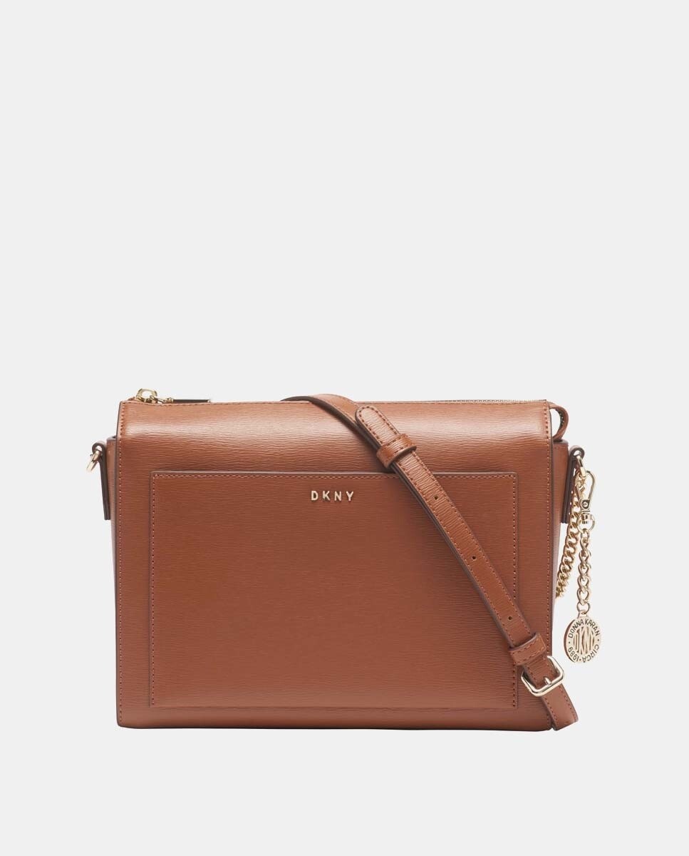 

Светло-коричневая кожаная сумка через плечо Bryant среднего размера на молнии DKNY, светло-коричневый