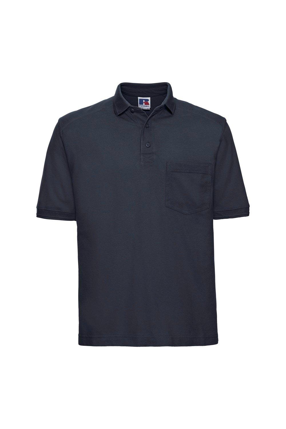 Рубашка поло с короткими рукавами и спецодеждой Russell, темно-синий printio рубашка поло рубашка цигун