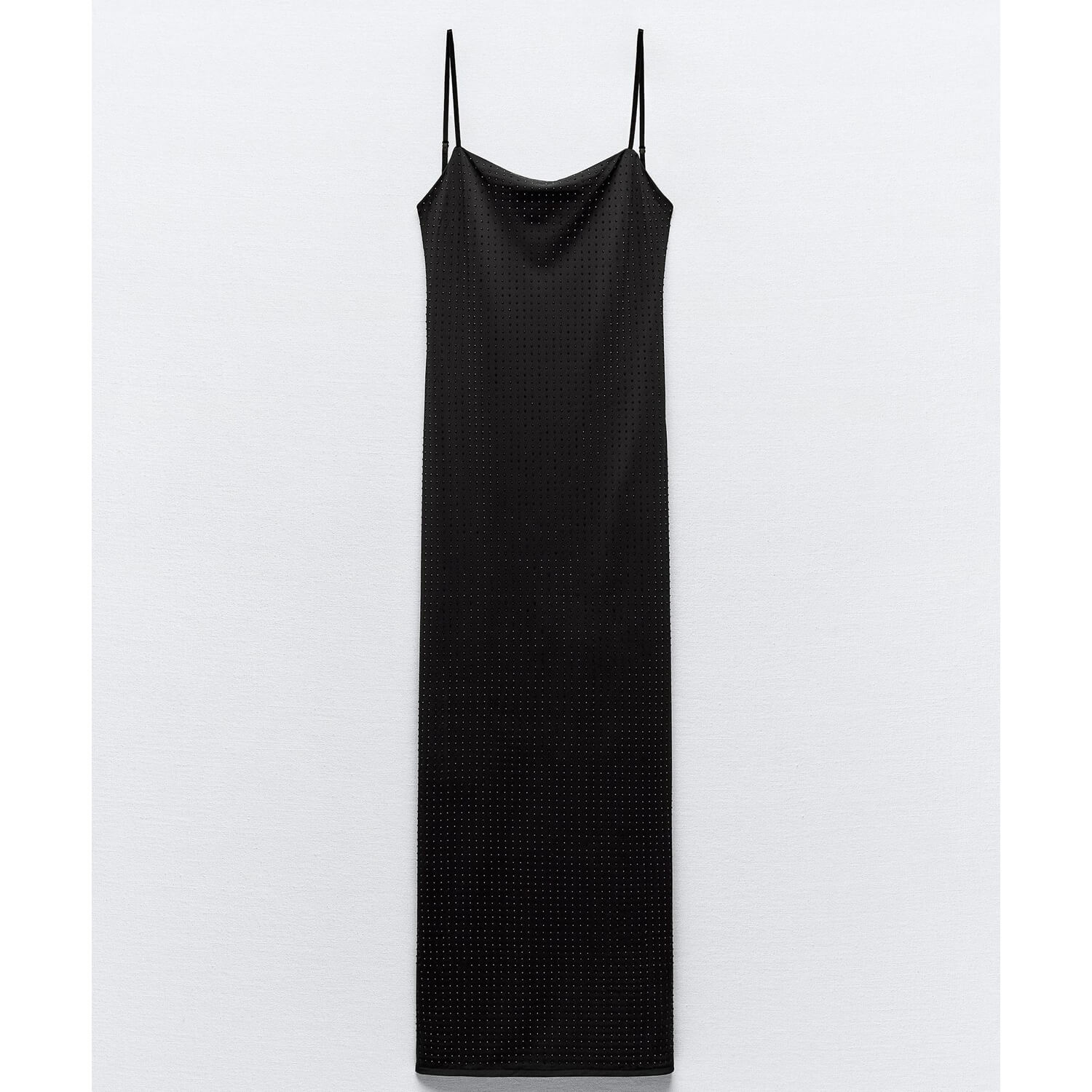 цена Платье Zara Polyamide Midi With Rhinestones, черный