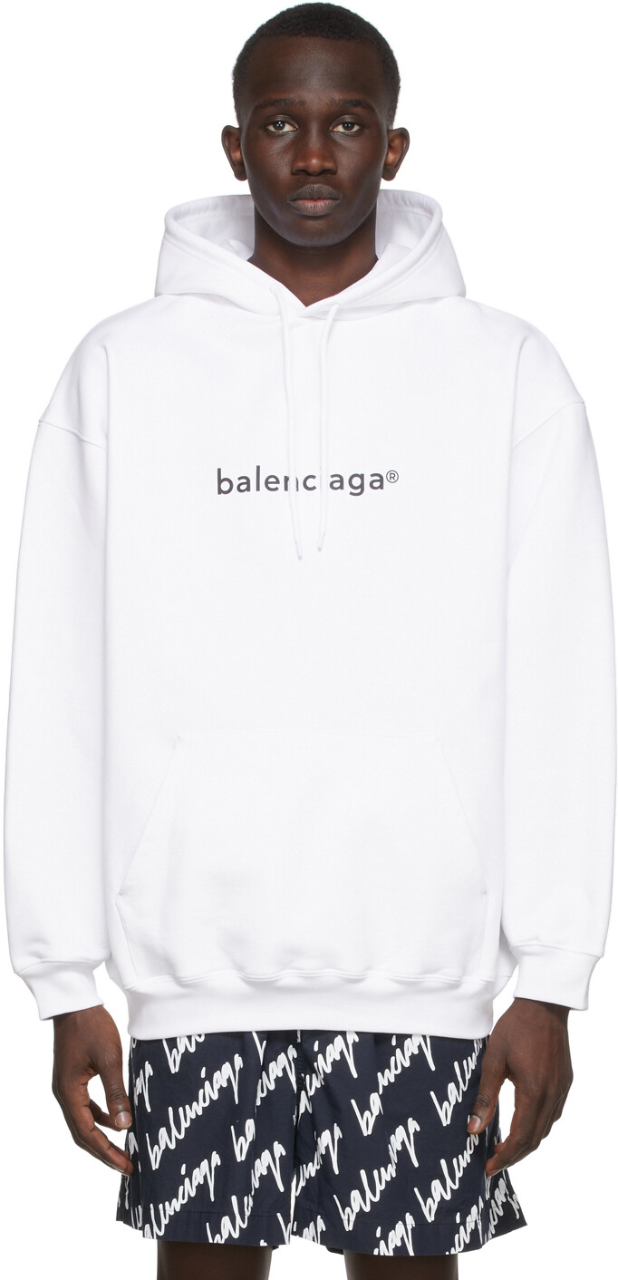 

Белая толстовка с капюшоном New Copyright Balenciaga, Белый