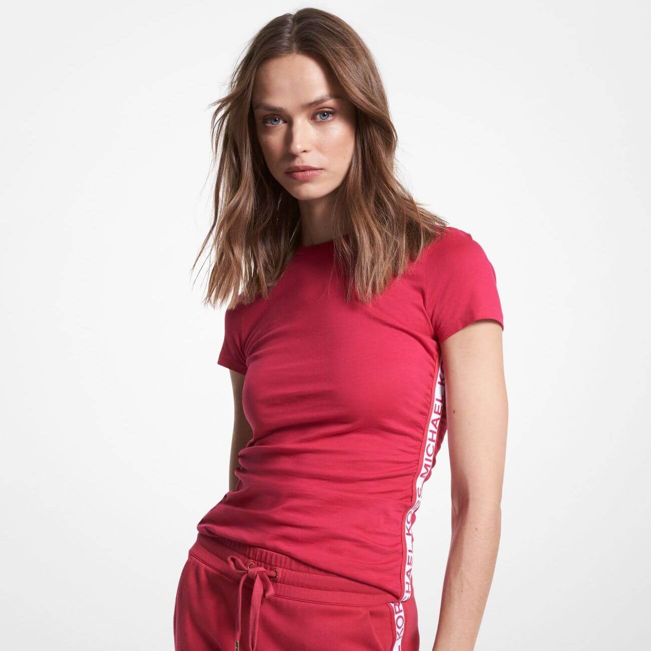 

Футболки Michael Michael Kors Logo Tape Organic Cotton Ruched, красный