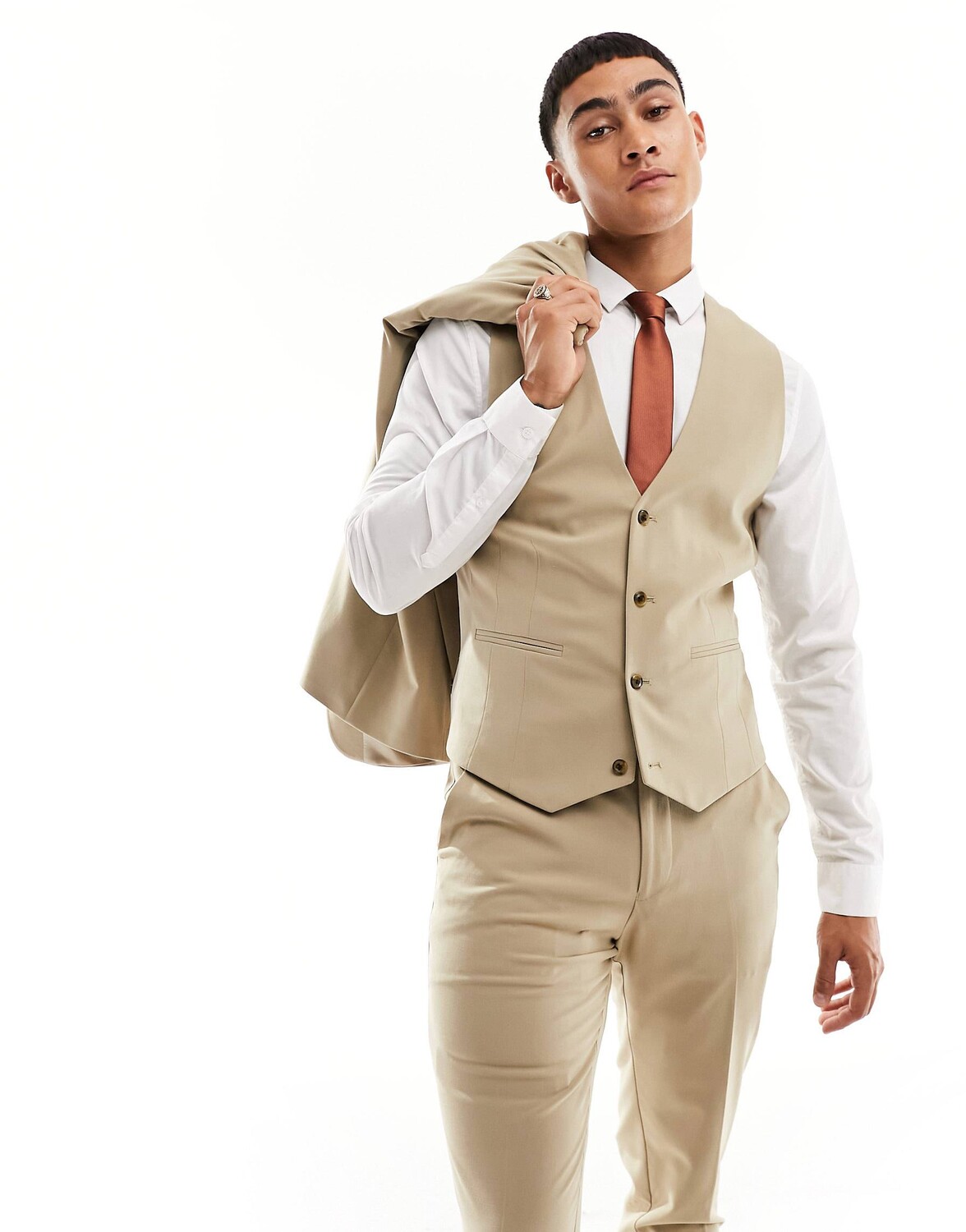 

Жилет Asos Design Skinny Suit, светло-бежевый