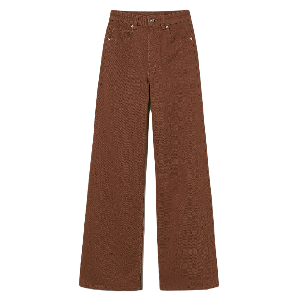 

Брюки H&M Wide-Leg Twill, коричневый